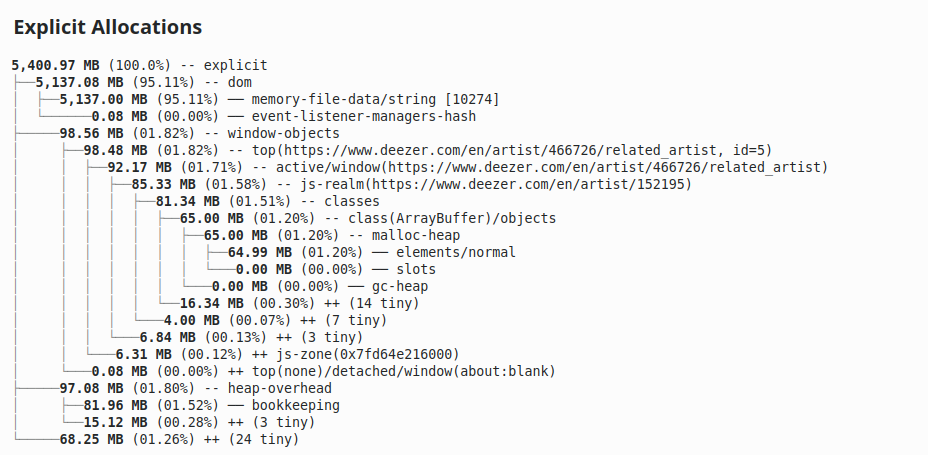 The memory report showing the memory hog