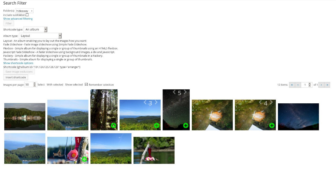 Using the Gallery Hierarchy selector, you can select the photos used in the layout